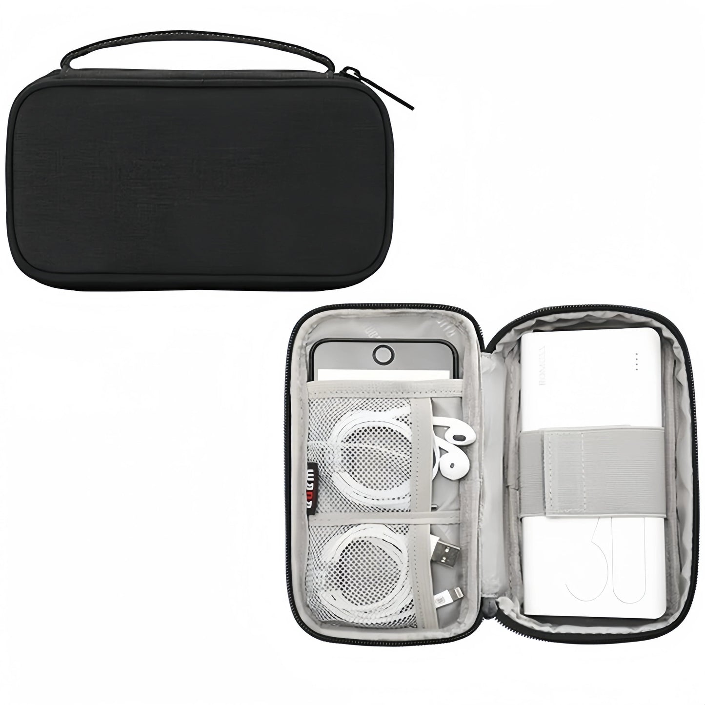 Organiseur de voyage portable pour câbles numériques, gadgets USB, câbles, chargeur, batterie, sac à cosmétiques à fermeture éclair, étui multifonctionnel
