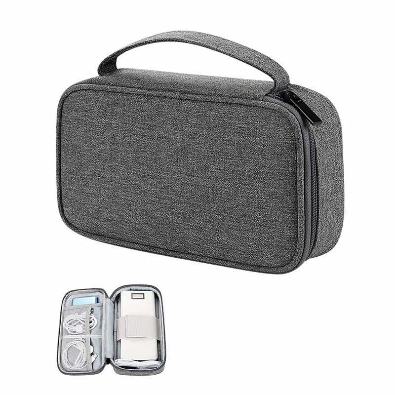 Organiseur de voyage portable pour câbles numériques, gadgets USB, câbles, chargeur, batterie, sac à cosmétiques à fermeture éclair, étui multifonctionnel