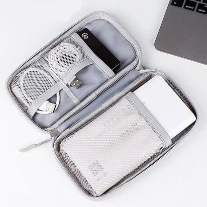 Organiseur de voyage portable pour câbles numériques, gadgets USB, câbles, chargeur, batterie, sac à cosmétiques à fermeture éclair, étui multifonctionnel